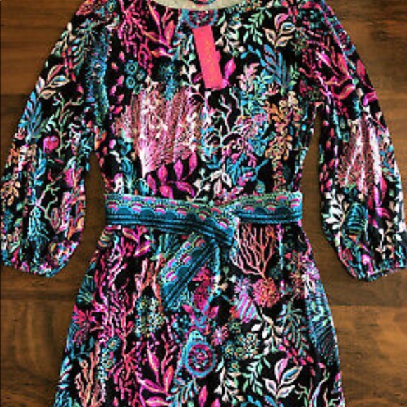 ❌SOLD❌🎉Host pick! Lilly Pulitzer Shae Dress NWT Onyx Twilight Coral Engineered - Picture 9 of 9